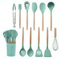 Silicone Kitchen Utensils Set with Wooden Handle