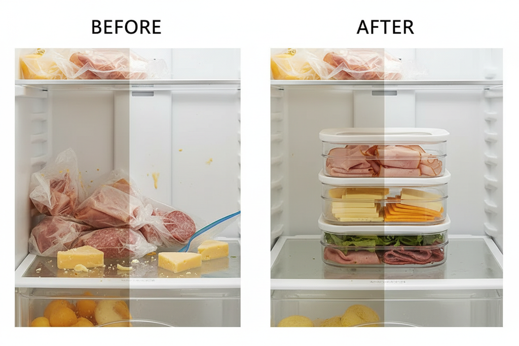 Before & After - frigo organizzato